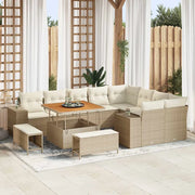 Set Divano da Giardino con cuscino 12 pcs Beige polyrattan