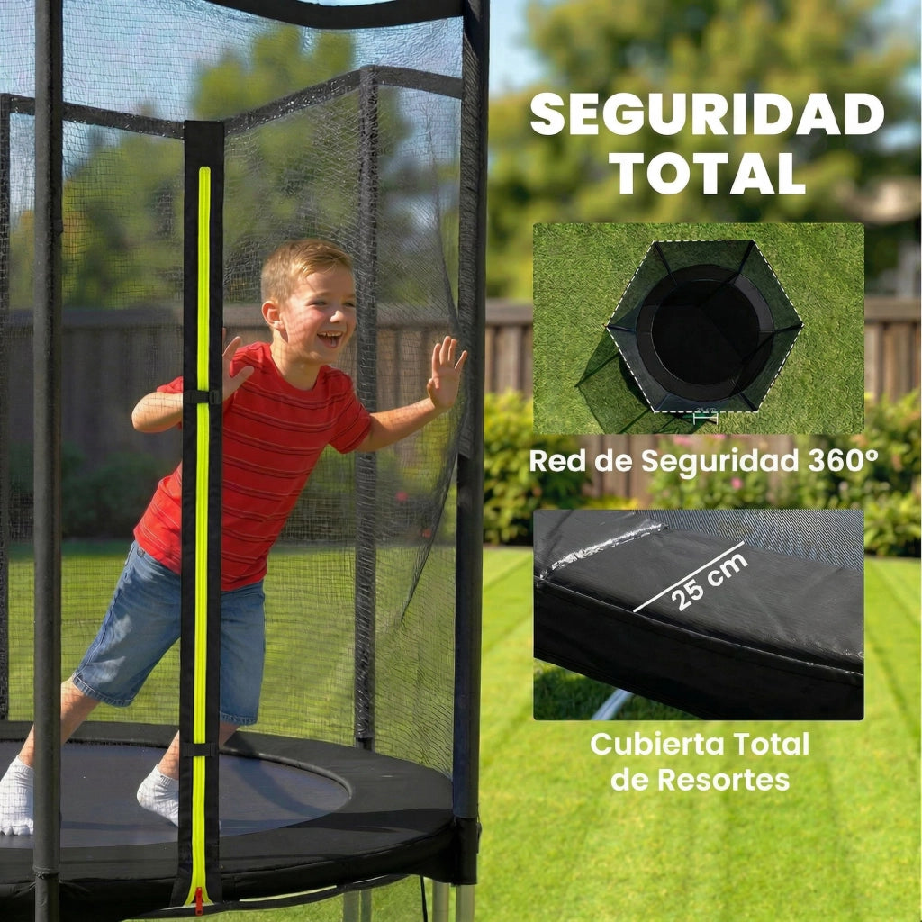 Trampolino da giardino ?183 cm ¨C Xylo ¨C con rete di sicurezza e scala, nero
