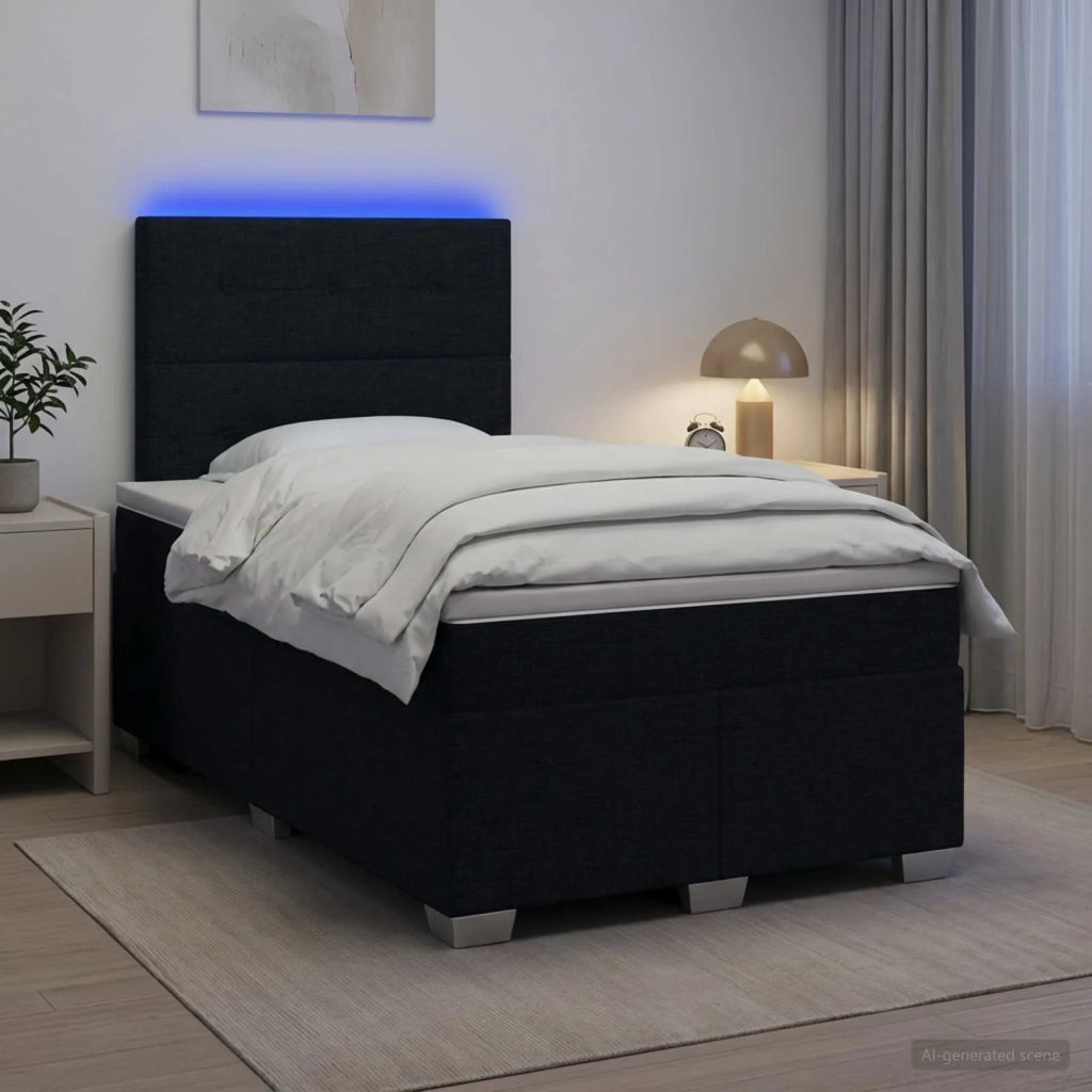 Letto box spring con materasso Nero 120 x 190 cm Tessuto 3454826