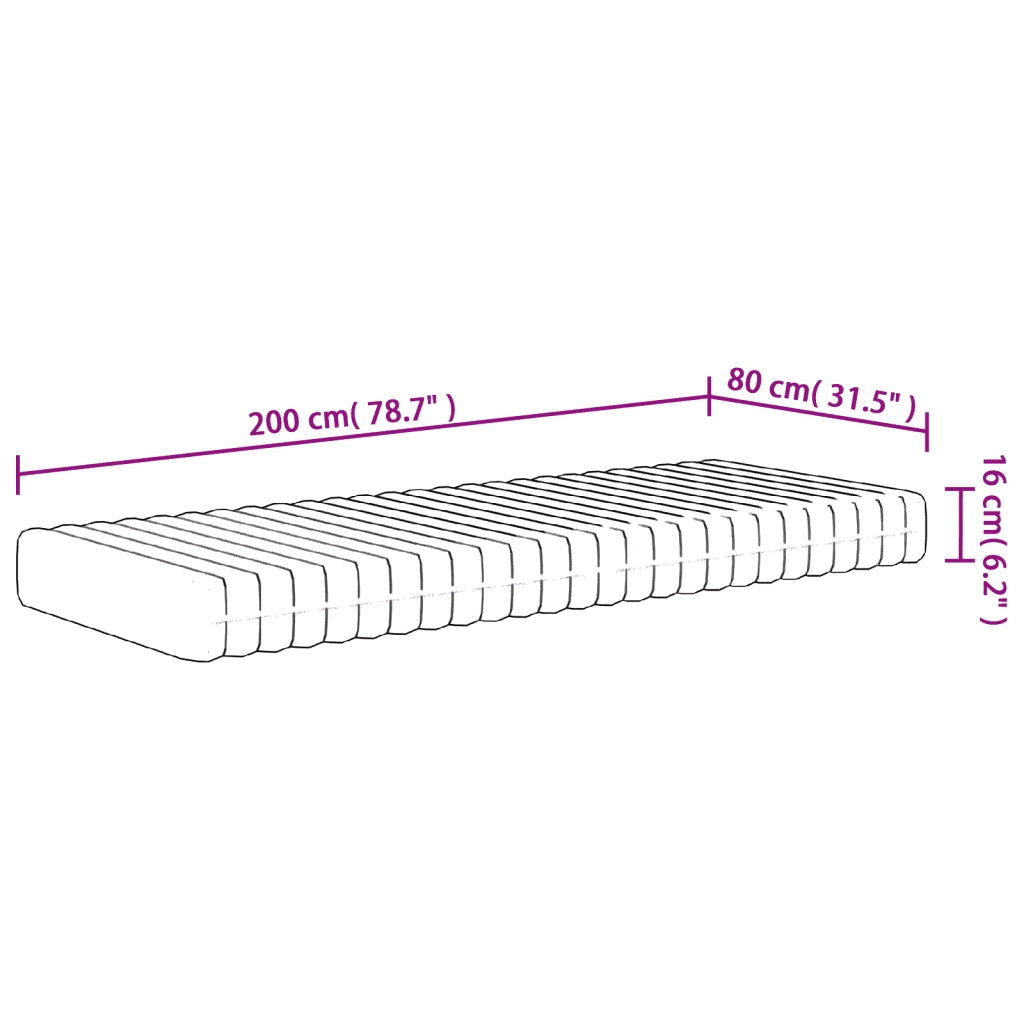 Materasso in Schiuma Mediamente Morbido-Materasso per Letto 80x200 cm 752494