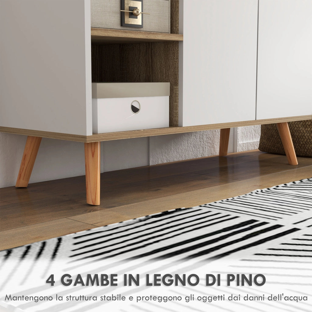 Mobile Multiuso con Cassetto ¨C Xylo ¨C 3 Ripiani Aperti, 95x35x85 cm
