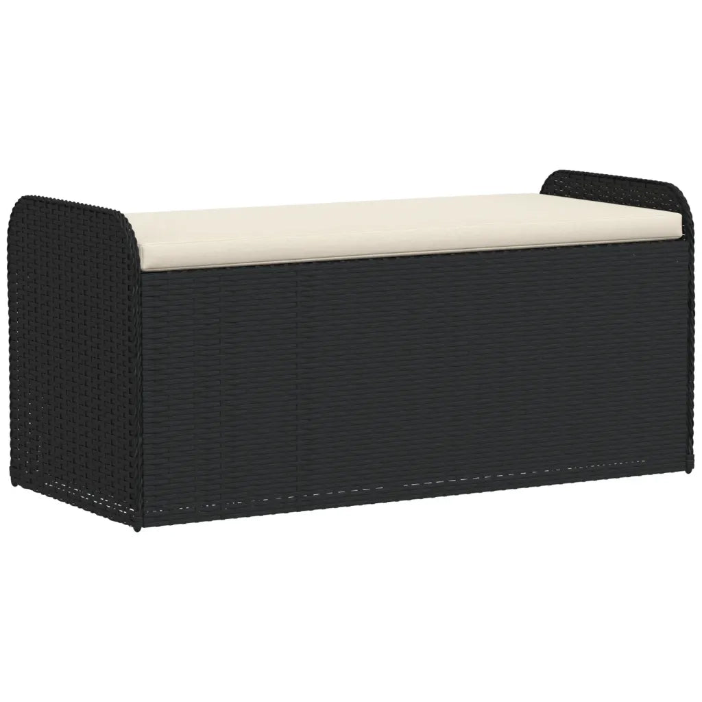 Cassapanca con Cuscino Nera 115x51x52 cm in Polyrattan 365727
