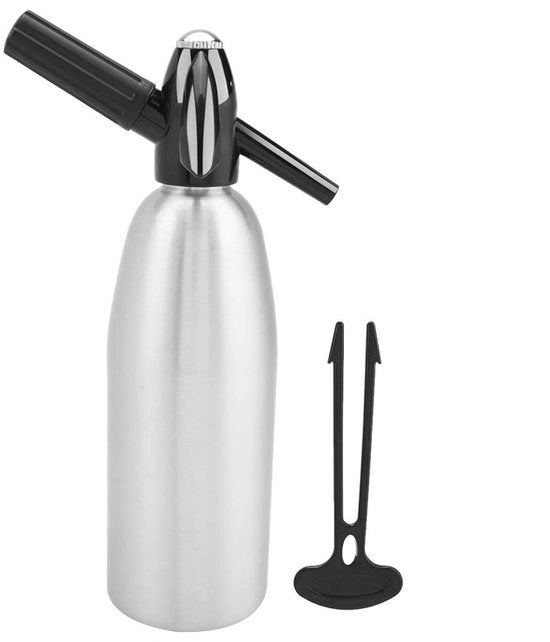 Dispensatore di acqua 1L in alluminio - con regolazione di pressione - per acqua frizzante - per sapori, cocktail e vino - sifonatore
