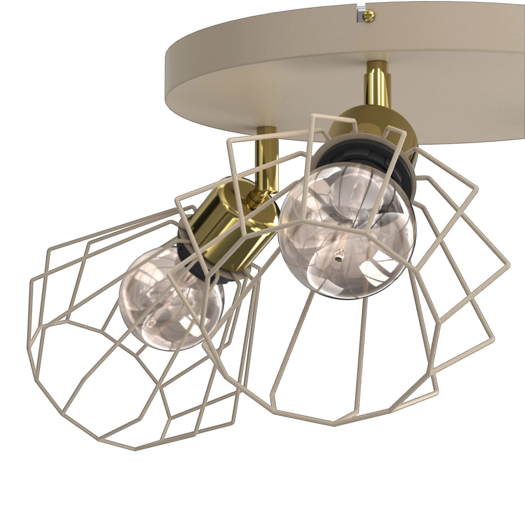 Lampada da soffitto Parkla 3xE27 beige oro industriale