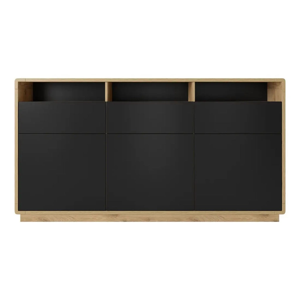 Credenza 180cm collezione VILLA. Colore quercia e nero.