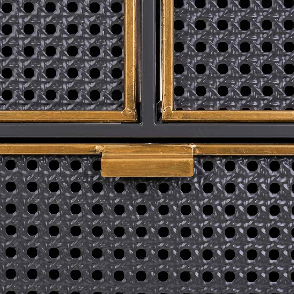 Comodino in metallo nero e legno 58x33x60h