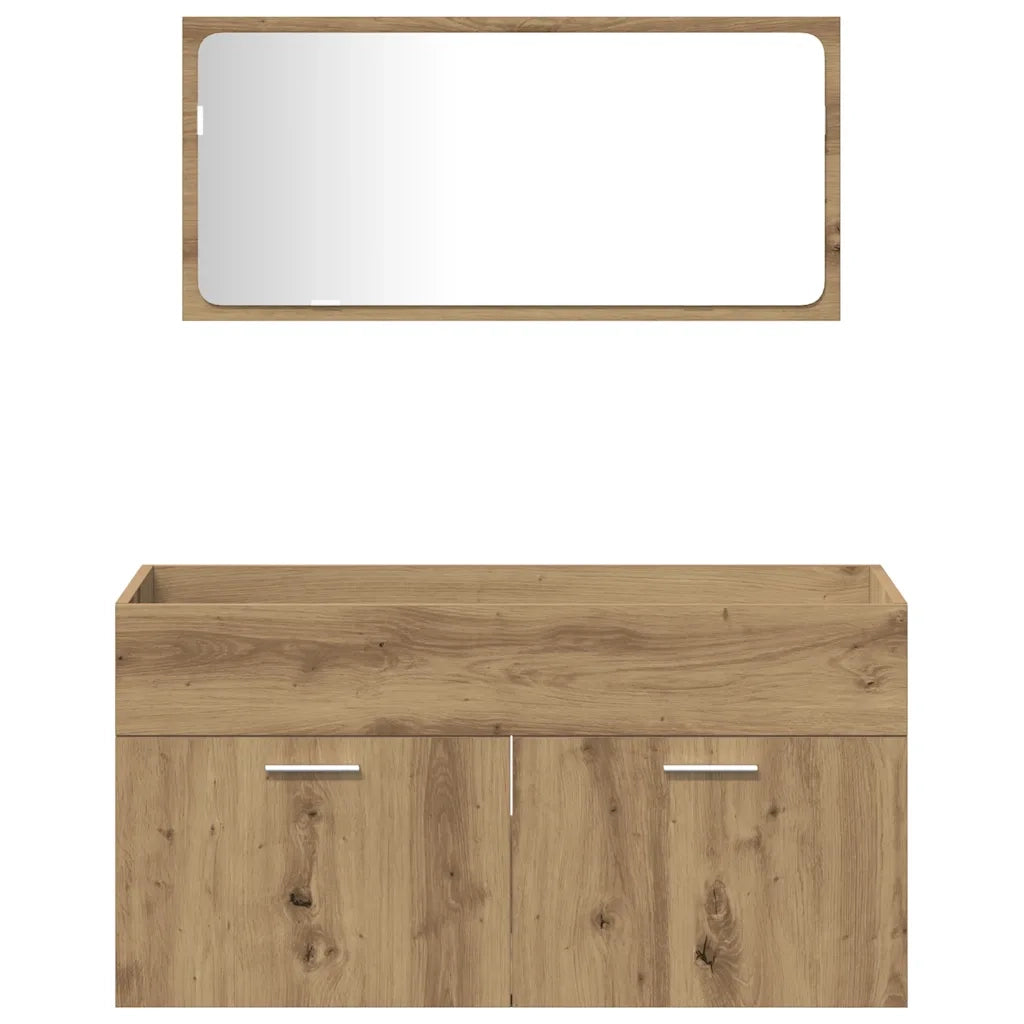 Set Mobili da Bagno 3 pz Rovere Artigianale Legno Multistrato 3328592