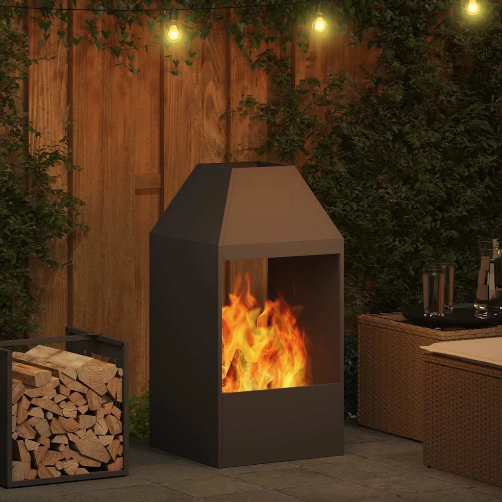 Braciere Nero 50 x 50 x 100 cm Acciaio Corten 858988