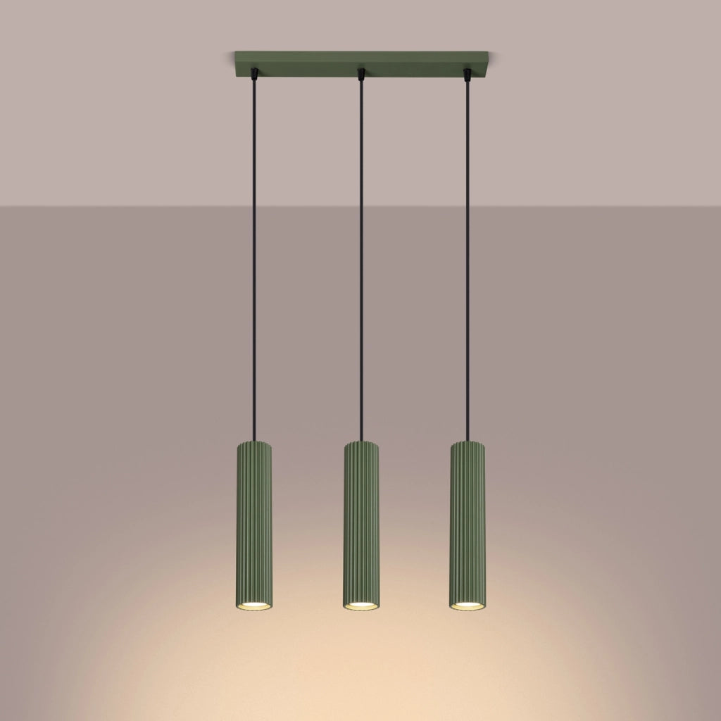 Lampada a sospensione KARBON 3L verde oliva