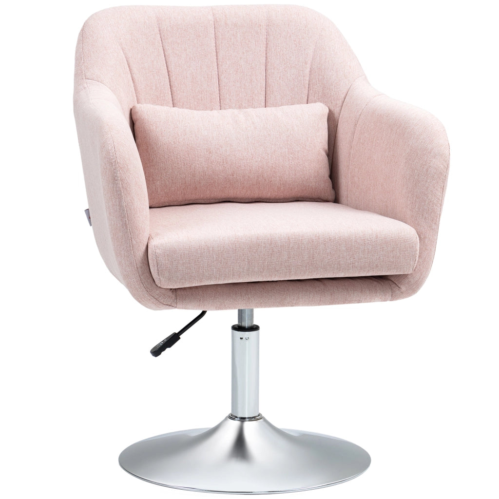 Poltrona girevole con poggiapiedi e cuscino lombare ¨C Minimal ¨C struttura in metallo, colore rosa