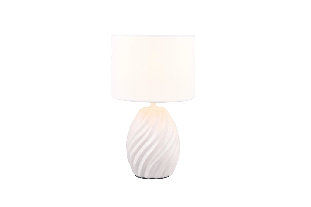 Lampada da tavolo ceramica bianca con paralume E14 MELVA