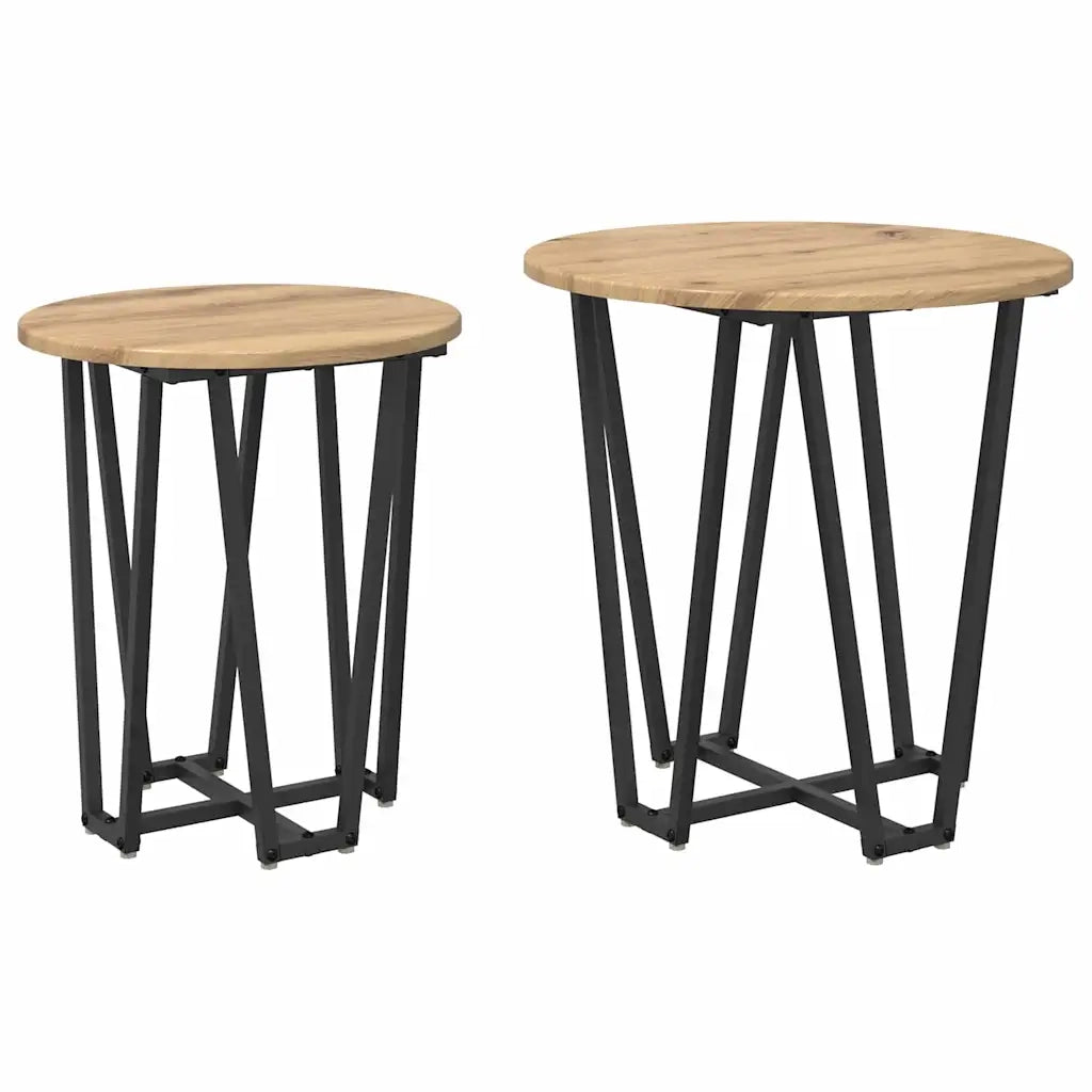 Set tavolini 2 pcs Rovere Artigianale e Nero 869725