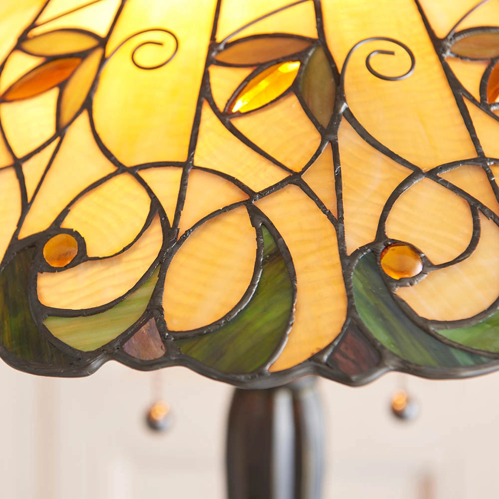 Lampada da terra Tiffany Jamelia, vetro ambra 2xE27