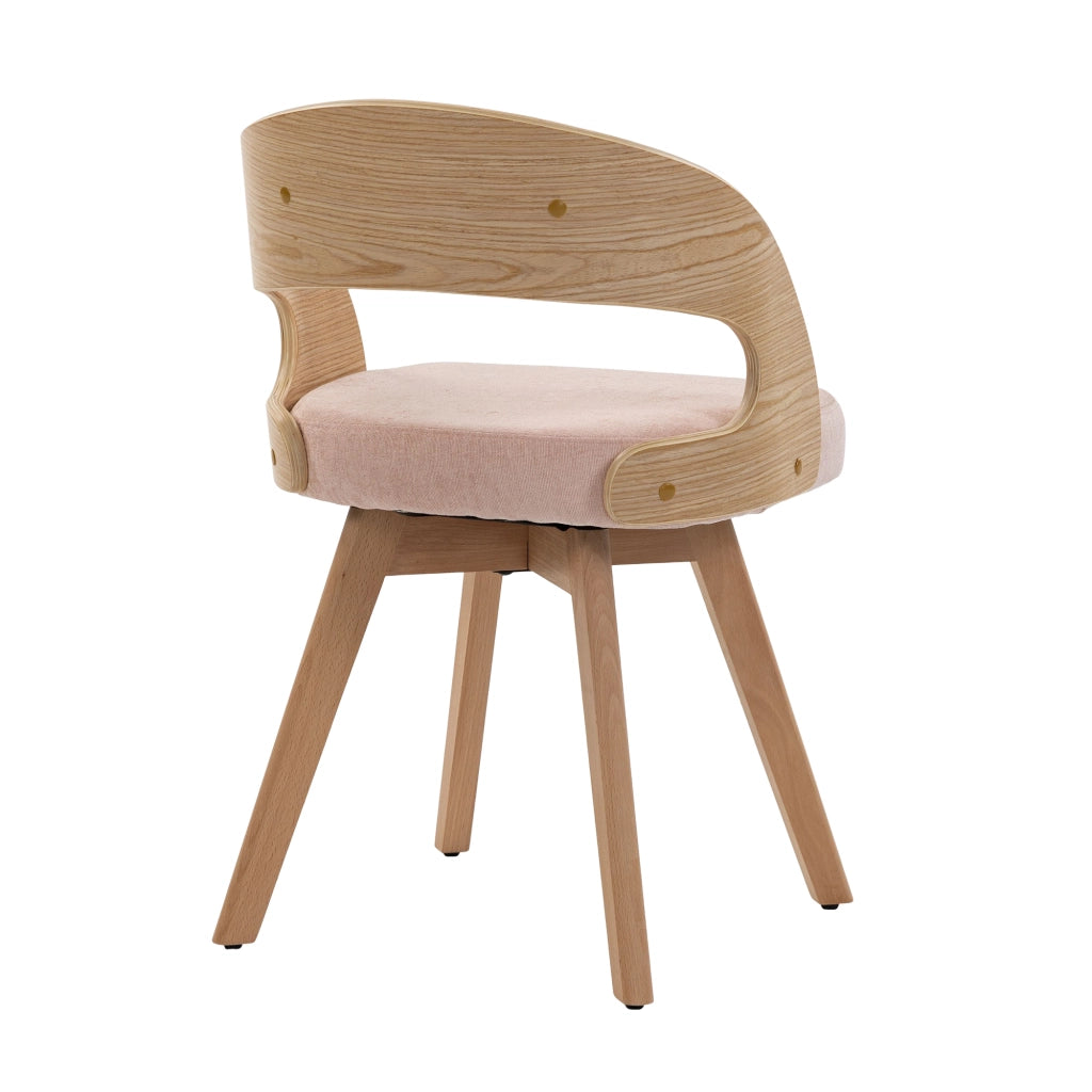 Sedia da Pranzo Girevole in Legno con Cuscino ¨C Xylo ¨C Schienale Curvo, Tessuto Cotone Lino
