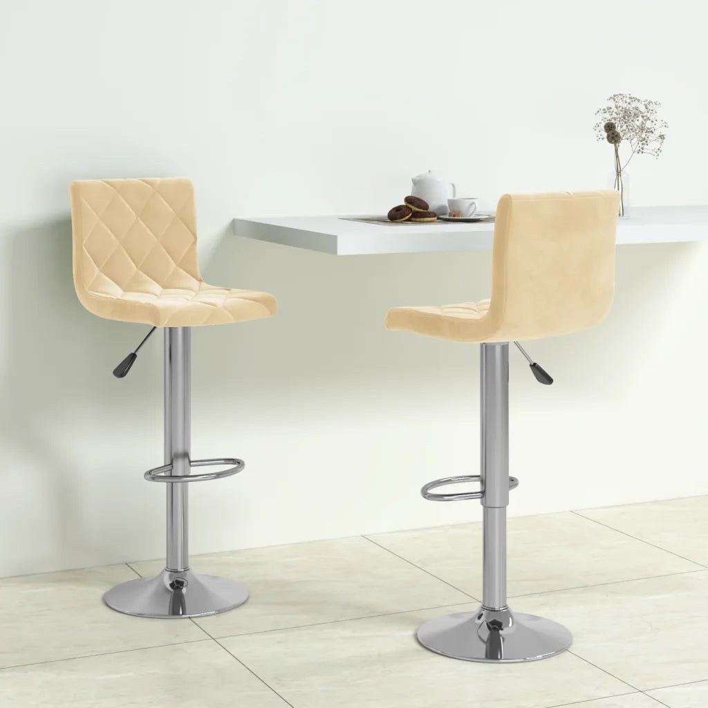 Sedie da Bar 2 pz Crema in Velluto 333686