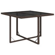 Tavolo da Giardino | Tavolino da esterno Marrone 109x107x74 cm in Polyrattan e Vetro