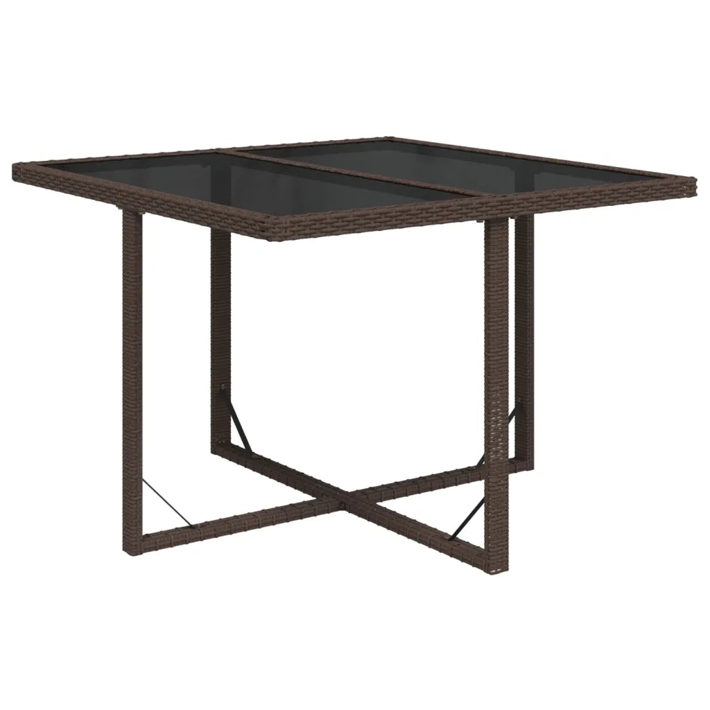 Tavolo da Giardino | Tavolino da esterno Marrone 109x107x74 cm in Polyrattan e Vetro