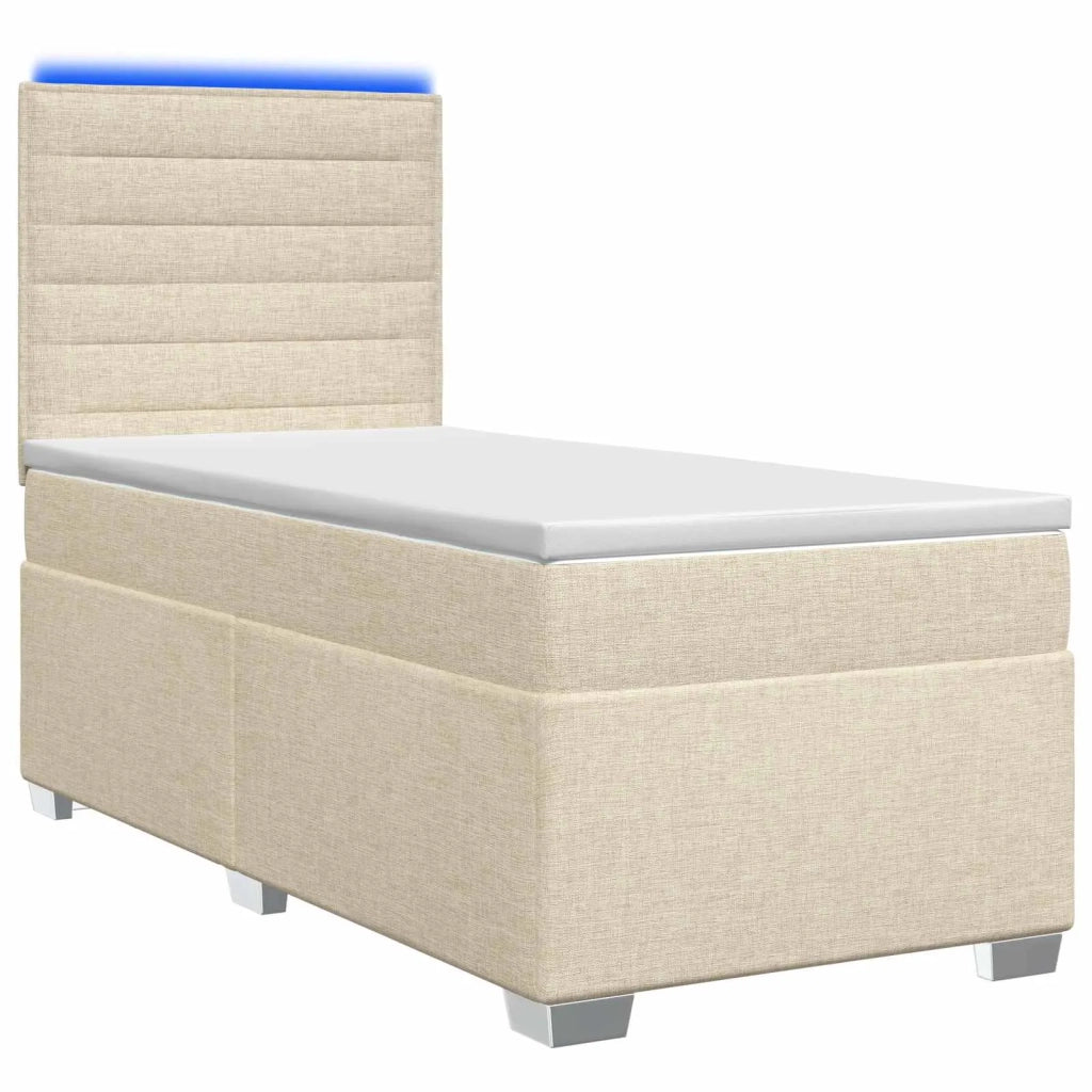 Letto box spring con materasso Crema 100 x 200 cm Tessuto 3454801