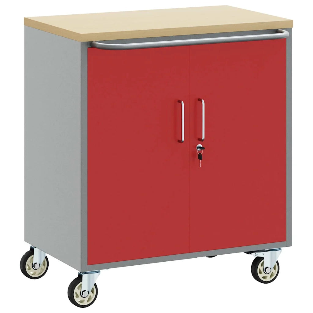 Banco da lavoro con lo scaffale Rosso e Grigio 75 x 45 x 85 cm 4103486