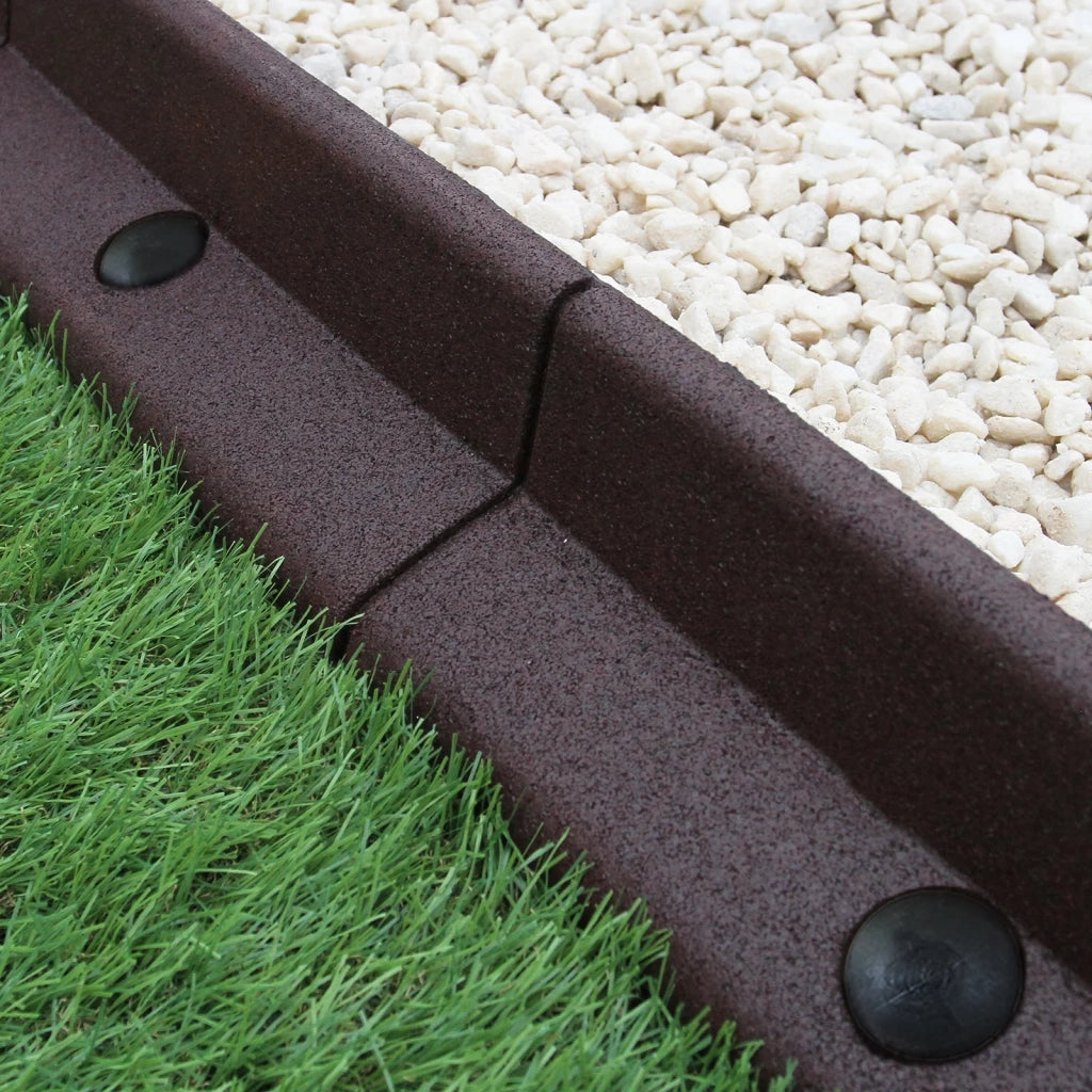 Bordatura per Aiuole Bordo Prato da Giardino Palizzata Flessibile fino a 70° in Gomma Resistente agli UV Pezzi da 1.2m - Marrone - 4 pezzi