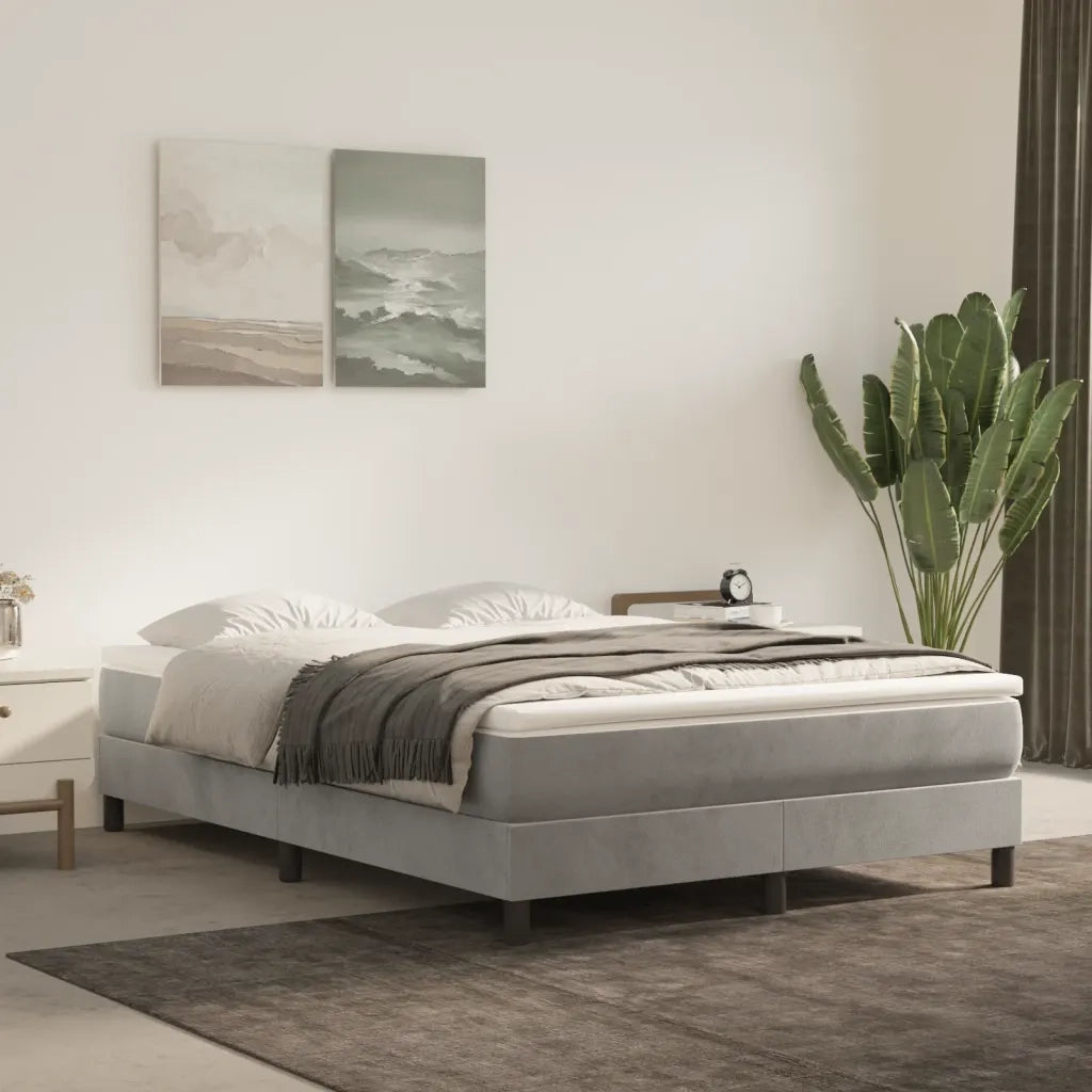 Materasso a Molle Insacchettate Rigidit¨¤ Media Grigio Chiaro 140x200x20 cm in Velluto