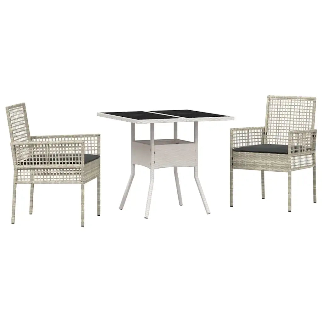Set da Pranzo per Giardino 3 pcs Grigio chiaro polyrattan 3334933