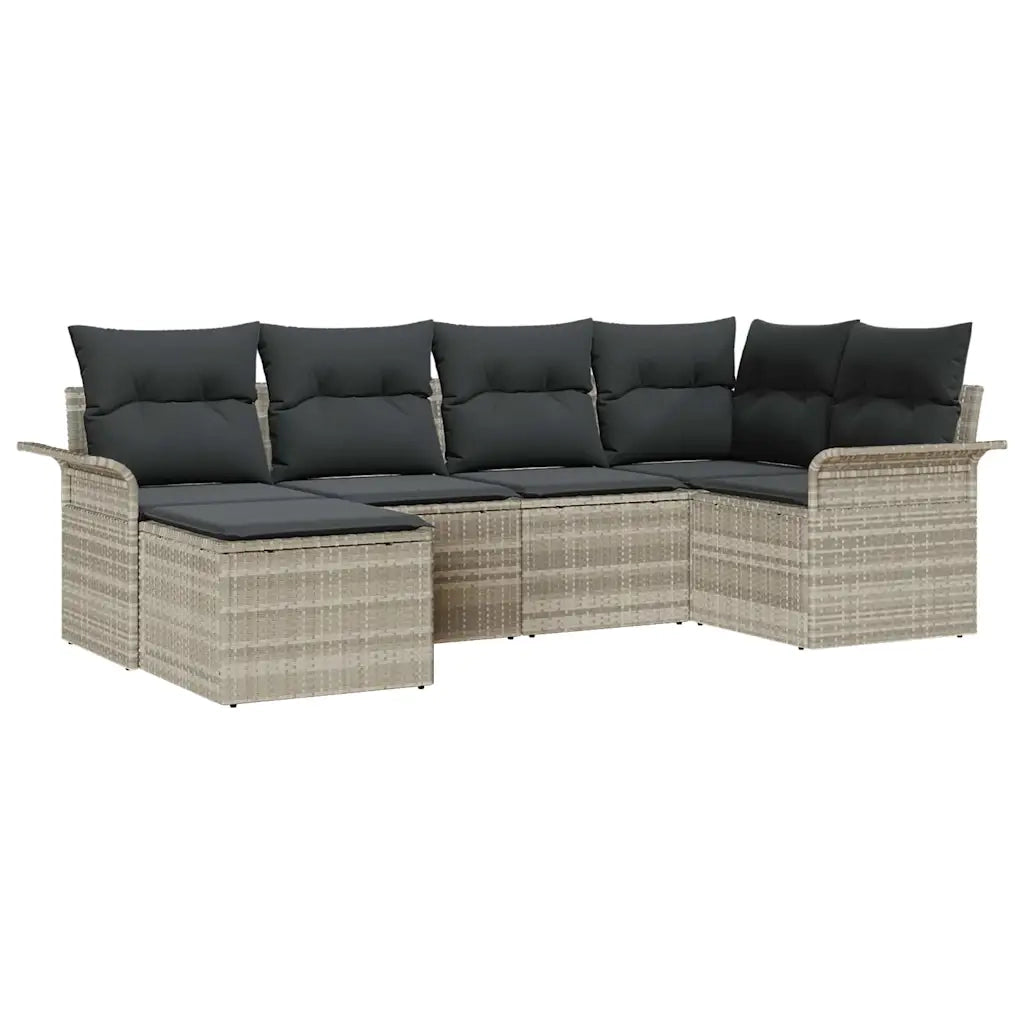 Set Divano da Giardino 6 pcs Grigio chiaro polyrattan