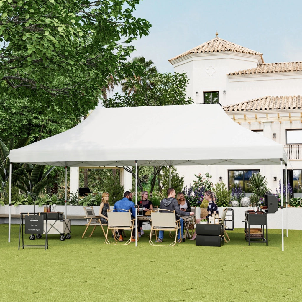Tenda a scomparsa 3x6m pieghevole impermeabile con borsa per trasporto, Tenda per festa con protezione solare Bianco