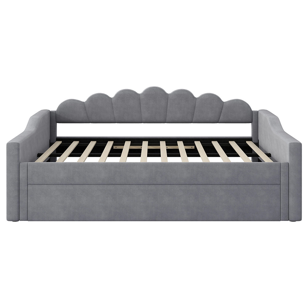 Letto imbottito - Xylo - 140x200cm LED + letto a scomparsa, grigio