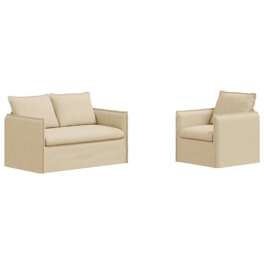 Set di divani 2 pcs Crema 136 x 82 x 85 cm Tessuto 3407528