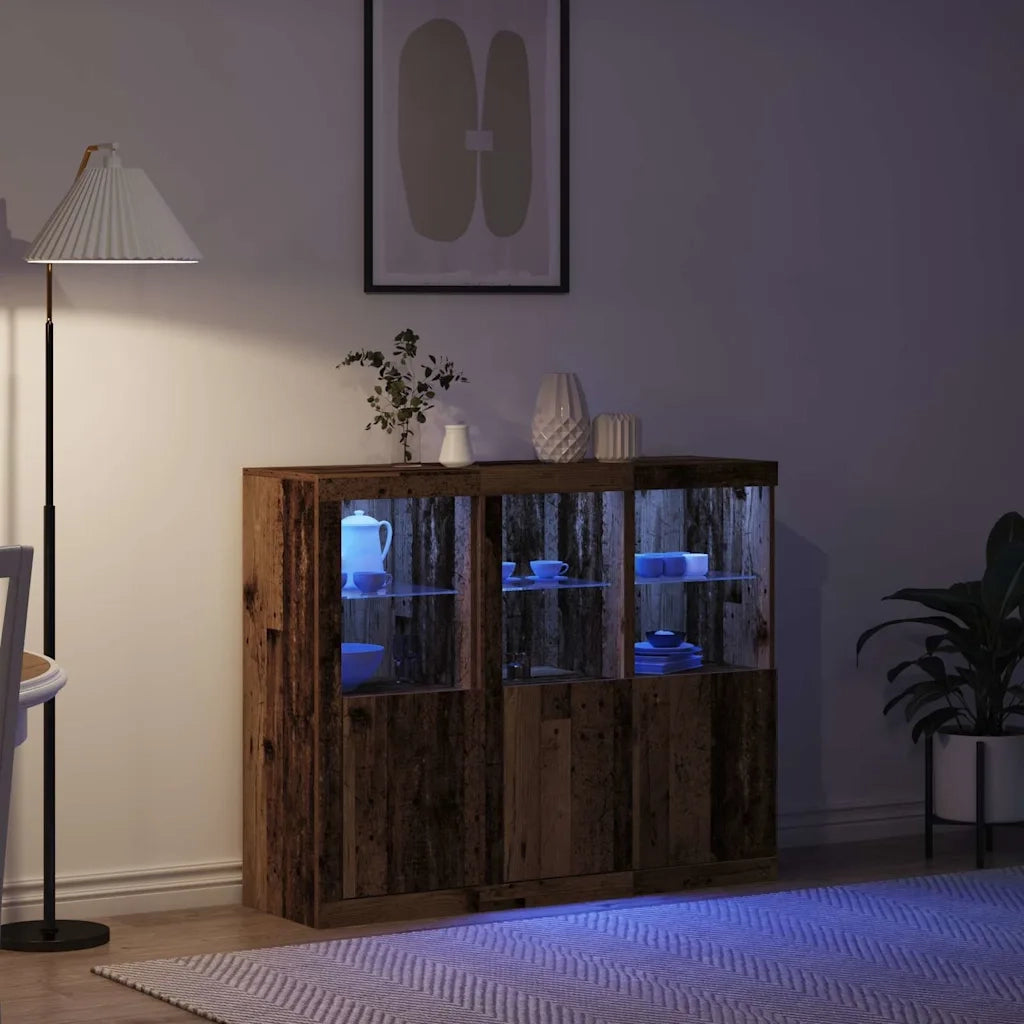 Madia LED 3 pcs Legno vecchio 123 x 37 x 100 cm 3333117