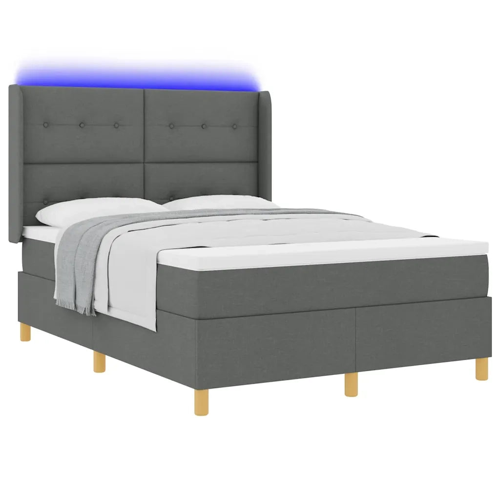 Letto a molle con strisce LED Grigio 140 x 190 cm Tessuto 3343687