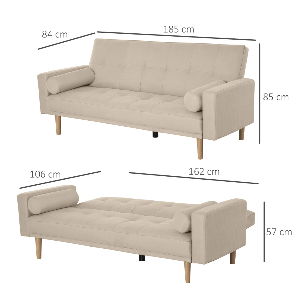 Divano letto 3 posti con schienale regolabile - Xylo - beige 185x84x85cm