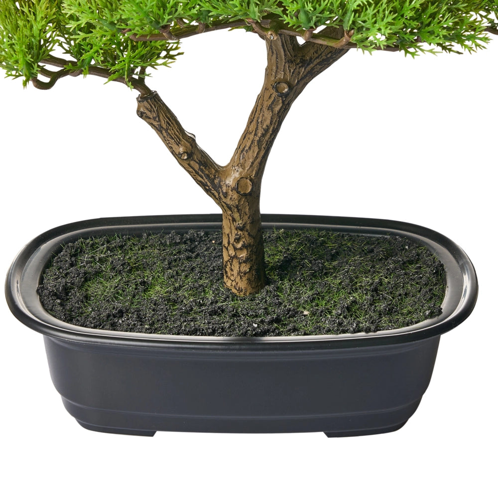 Pianta artificiale in vaso verde e nero Materiale sintetico 37 cm Bonsai Accessorio decorativo per interni