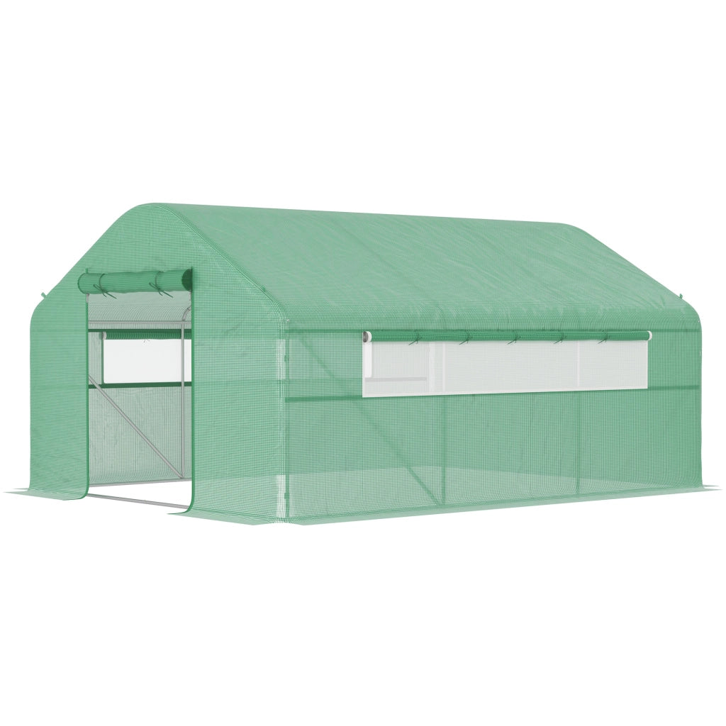 Serra da giardino 4x3x2 m ¨C Minimal ¨C verde con 2 finestre e porta a zip
