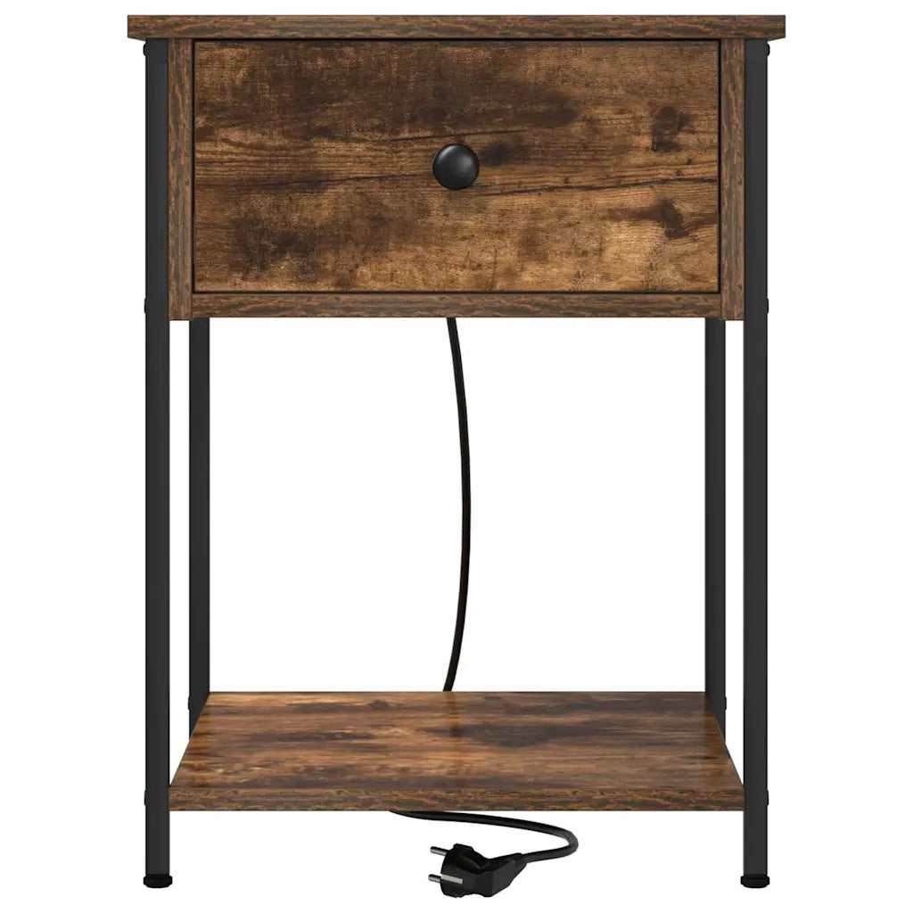 Set di 2 Comodini | Armadio da Notte | Mobiletto da notte con cassetto Rovere fum¨¦ 42 x 41 x 56 cm
