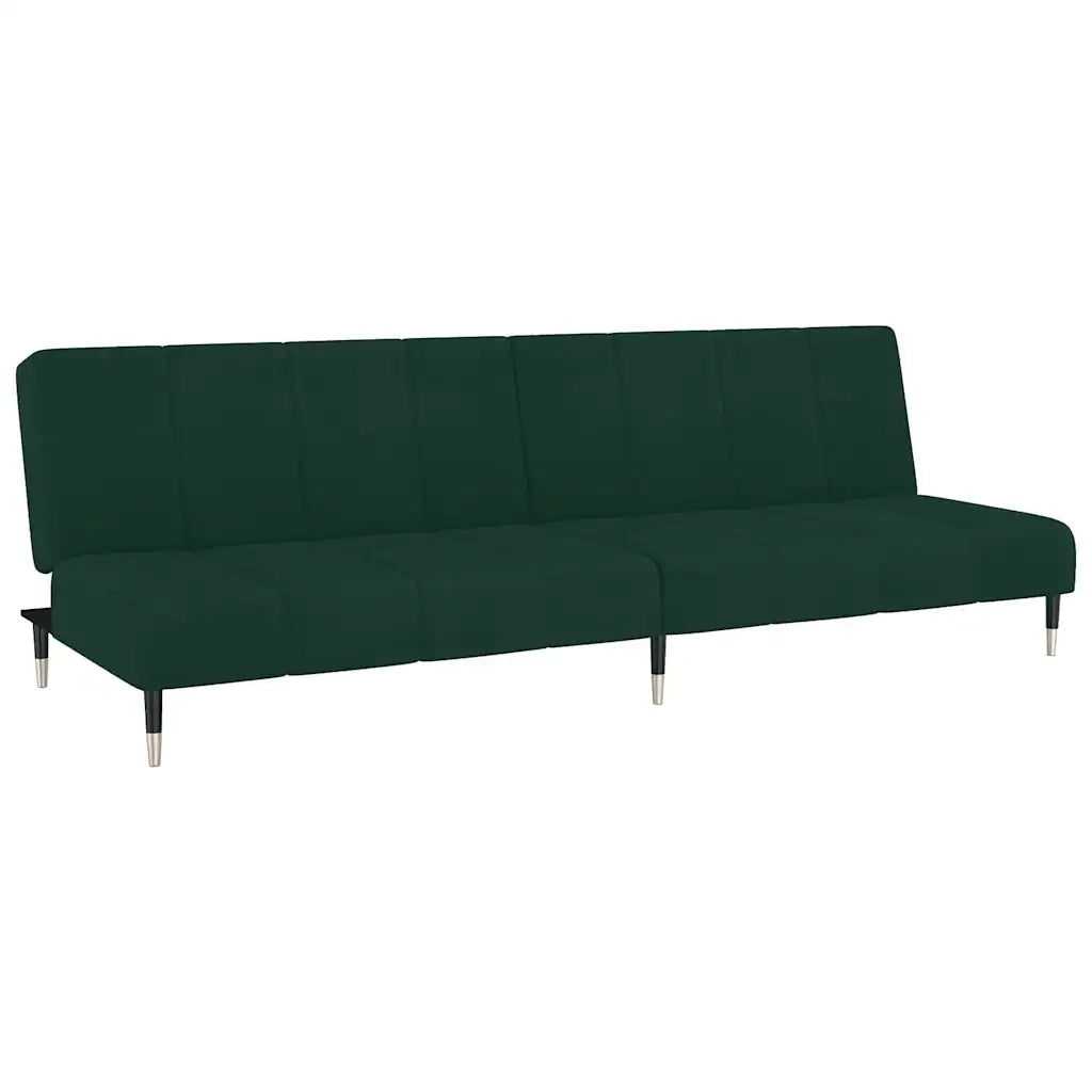 Divano Letto a 2 Posti Verde Scuro in Velluto 375876