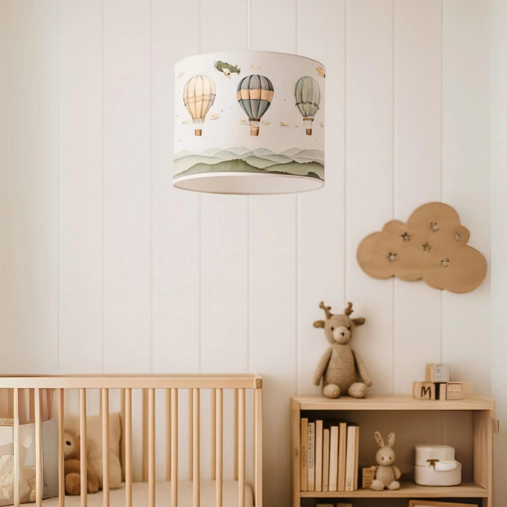Lampada a Sospensione Rugby per Cameretta Paralume Bianco Design Mongolfiere lux.pro