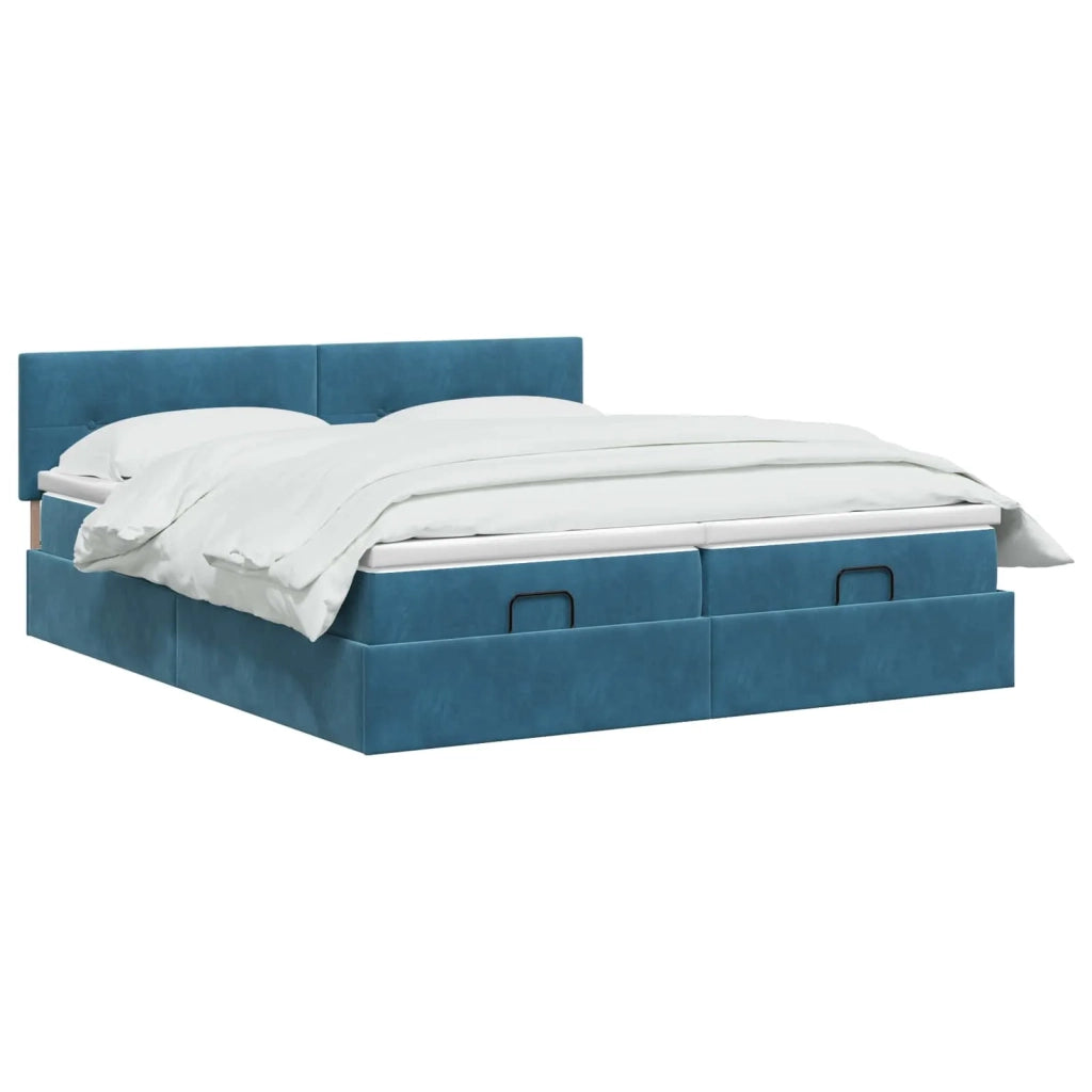 Letto ottomano con materasso 2 pz Blu Scuro Velluto 3456748
