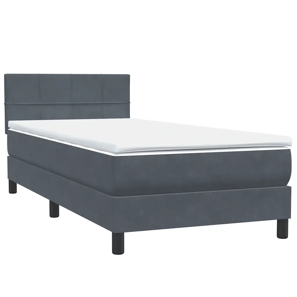 Giroletto a Molle con Materasso Grigio Scuro 80x220 cm Velluto 3316234