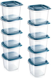 Set di contenitori in plastica rettangolari da 10 pezzi con coperchio, contenitori per alimenti, set di contenitori, conservazione degli alimenti, contenitori per alimenti in plastica, 650 ml