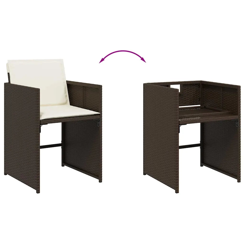 Set da Pranzo da Giardino 15 pz con Cuscini Marrone Polyrattan 3211233