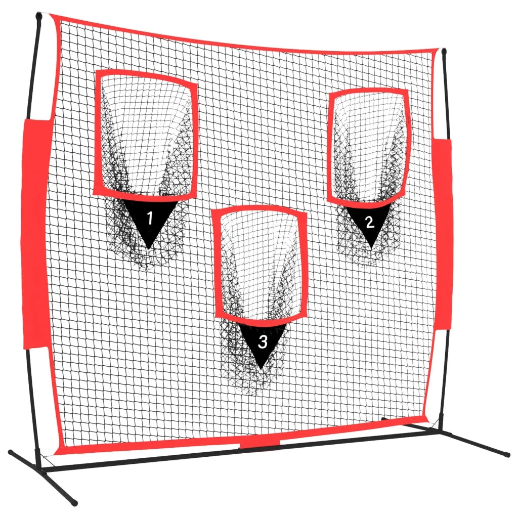 Rete Baseball Portatile Nera e Rossa 183x105x183 cm Poliestere CFW3563826