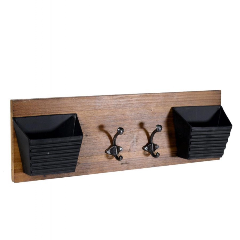 Portalettere legno 2 posti con appendino 2p cm 60x9,5h20