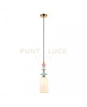 LAMPADARIO A SOSPENSIONE LED CERAMICA E VETRO