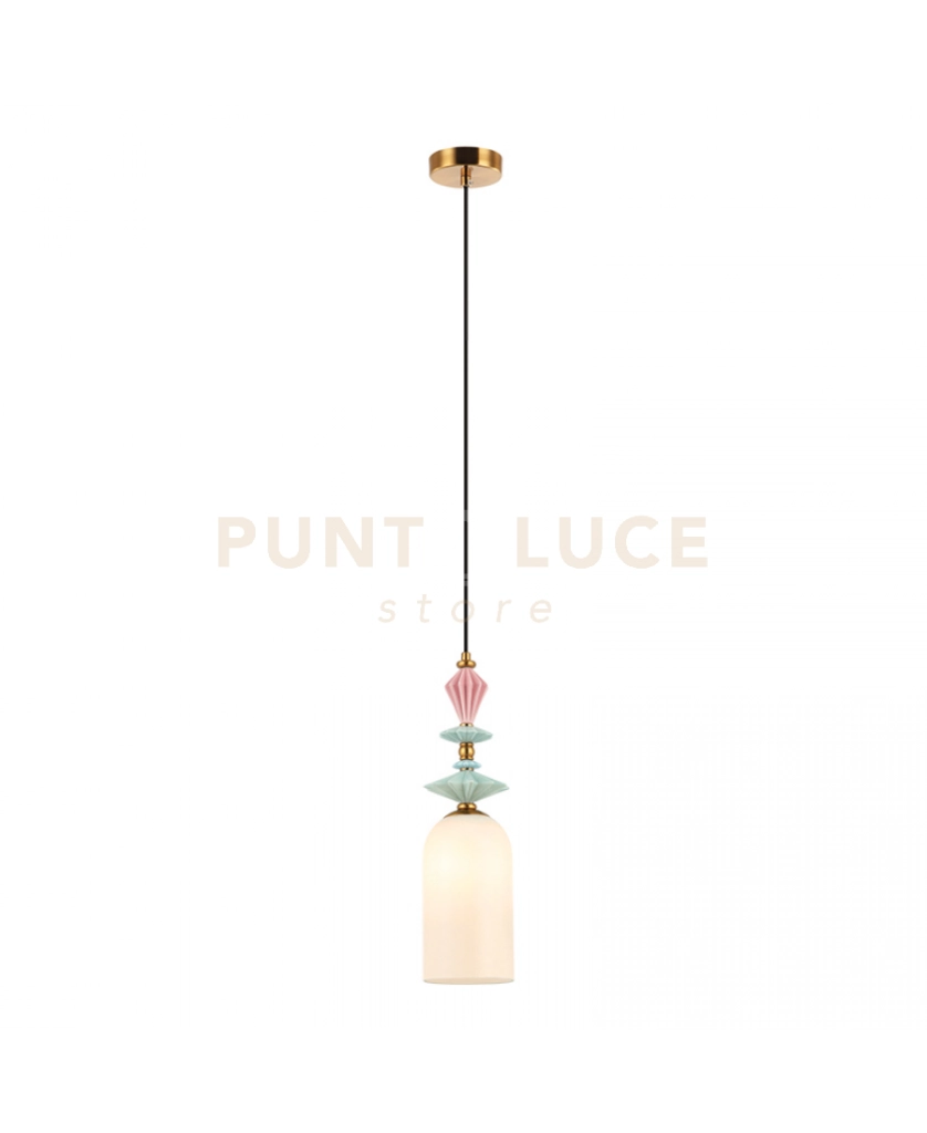 LAMPADARIO A SOSPENSIONE LED CERAMICA E VETRO