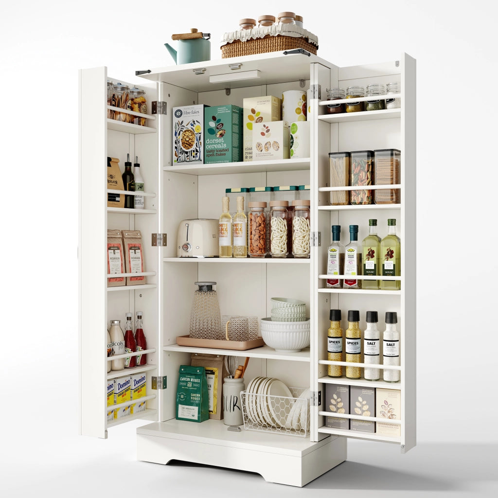 Credenza da Cucina con Ante e Ripiani ¨C MINIMAL ¨C Bianco, 128.5 cm