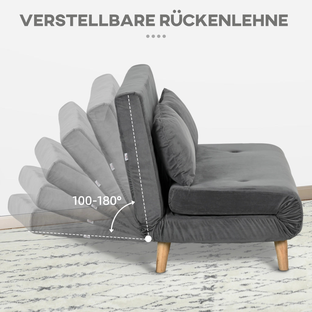 Divano letto ¨C Minimal ¨C grigio, velluto, 130x78x79 cm