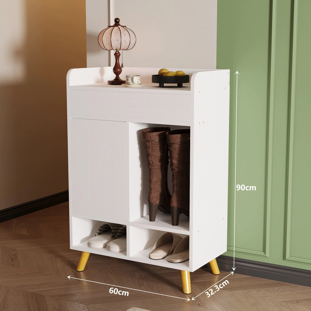 Comò moderno bianco capiente con spazio per le scarpe e cassetto da 60 cm