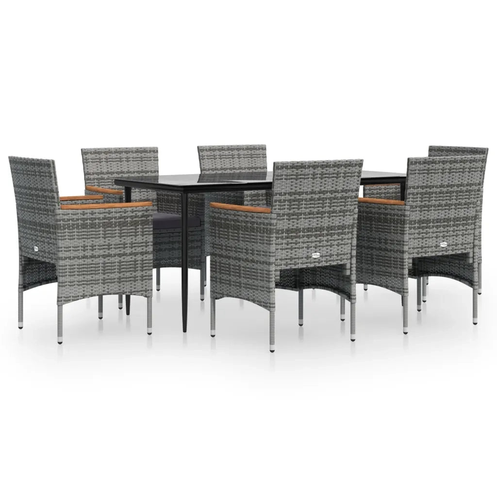 Set da Pranzo da Giardino 7 pz con Cuscini Grigio e Nero 3156645